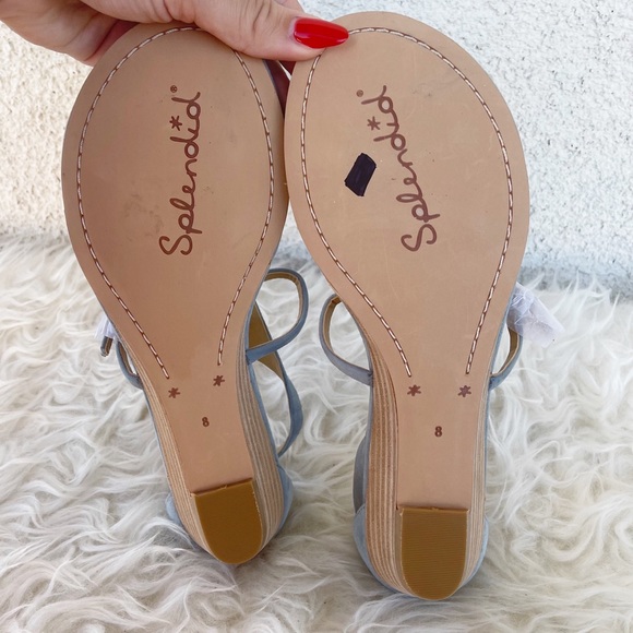 NWOT Splendid Brooklyn V-Strap Wedge Suede Sandal size 8 - Picture 5 of 8